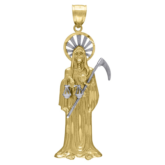 10Kt Two-Tone Gold Mens Death Angel/Grim Reaper Religious Charm Pendant 