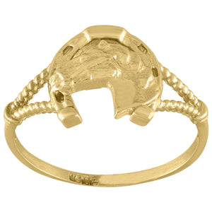 10kt Yellow Gold Womens Textured Horseshoe Band Ring