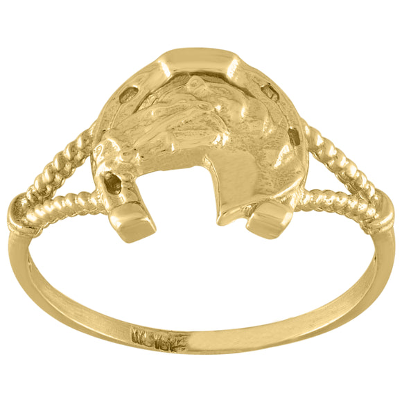 10kt Yellow Gold Womens Textured Horseshoe Band Ring