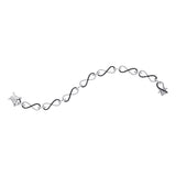 Sterling Silver Womens Round Black Color Enhanced Diamond Infinity Bracelet 1/2 Cttw