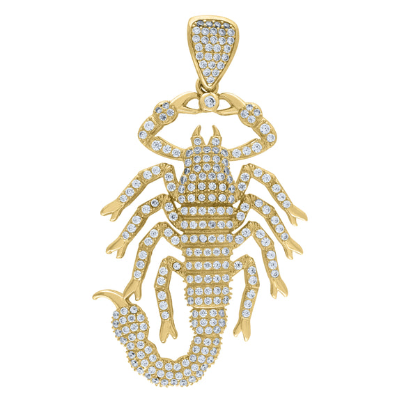 10Kt Yellow Gold Mens Cubic-Zirconia Scorpio Charm Pendant 