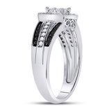 10kt White Gold Womens Princess Black Color Enhanced Diamond Cluster Ring 5/8 Cttw