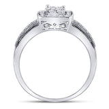 10kt White Gold Womens Princess Black Color Enhanced Diamond Cluster Ring 5/8 Cttw