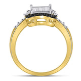 10kt Yellow Gold Womens Round Black Color Enhanced Diamond Cluster Ring 3/4 Cttw