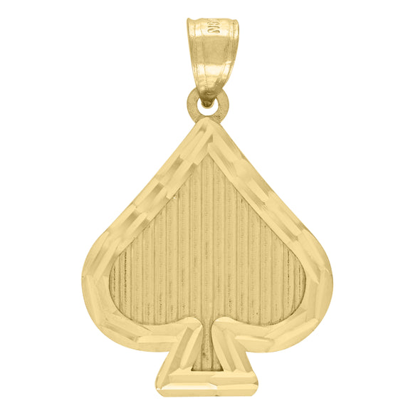 10kt Yellow Gold Mens Royal Flush Cards Spade Charm Pendant