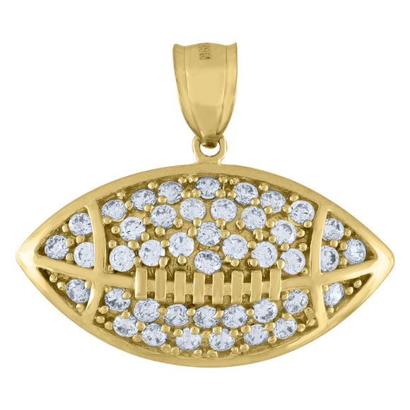 10kt Yellow Gold Mens Cubic Zirconia Football Sport Charm Pendant