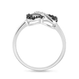 Sterling Silver Womens Round Black Color Enhanced Diamond Infinity Ring 1/10 Cttw