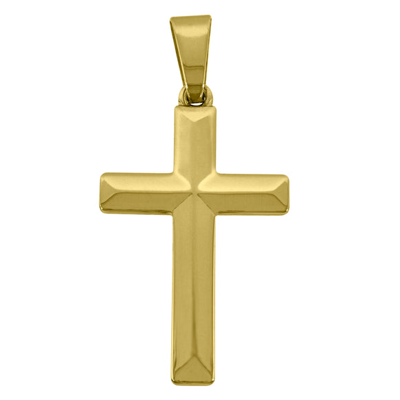 925 Sterling Silver Yellow-tone Unisex Cross Religious Charm Pendant