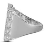10kt White Gold Mens Round Diamond Rectangle Cluster Ring 1 Cttw