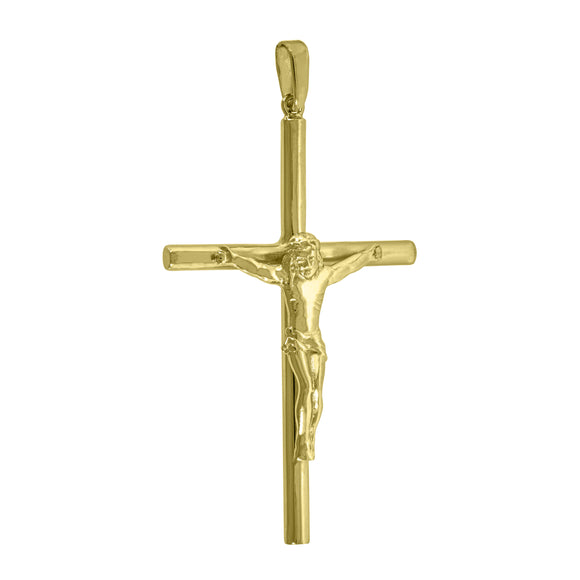 925 Sterling Silver Yellow-Tone Unisex Cross Crucifix Religious Charm Pendant