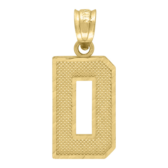 10kt Yellow Gold Unisex Textured Initial Letter D Charm Pendant