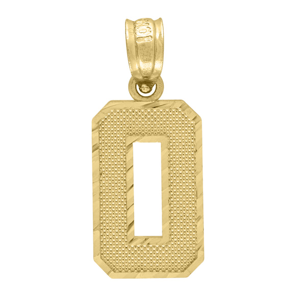 10kt Yellow Gold Unisex Textured Initial Letter O Charm Pendant