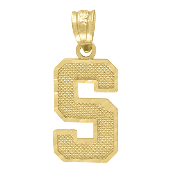10kt Yellow Gold Unisex Textured Initial Letter S Charm Pendant