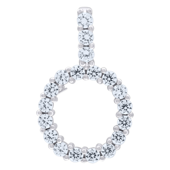 925 Sterling Silver Unisex CZ Initial Alphabet O Charm Pendant