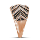 10kt Rose Gold Womens Round Red Color Enhanced Diamond Fashion Ring 1/2 Cttw