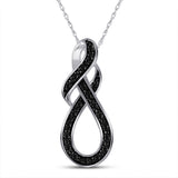 Sterling Silver Womens Round Black Color Enhanced Diamond Fashion Pendant 1/10 Cttw