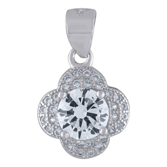 925 Sterling Silver Womens Cubic Zirconia Fashion Flower Charm Pendant