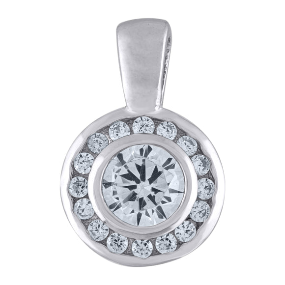 925 Sterling Silver Womens Cubic Zirconia Fashion Round Charm Pendant