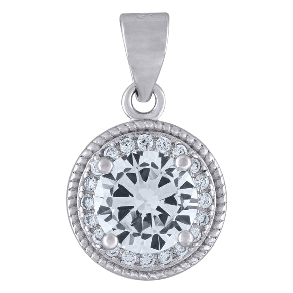 925 Sterling Silver Womens Cubic Zirconia Fashion Round Charm Pendant