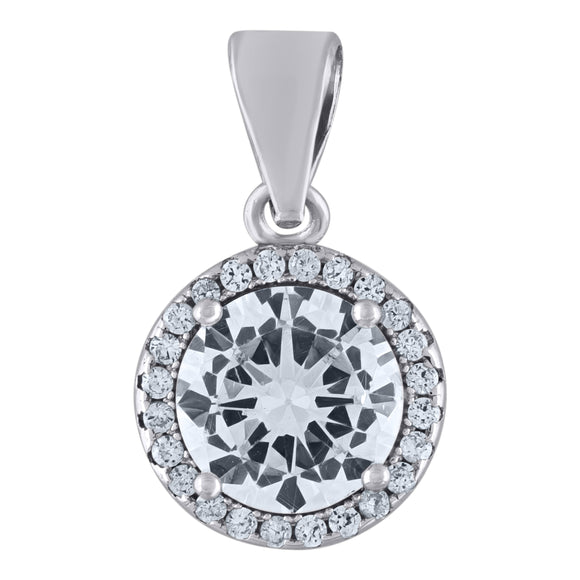 925 Sterling Silver Womens Cubic Zirconia Fashion Round Charm Pendant
