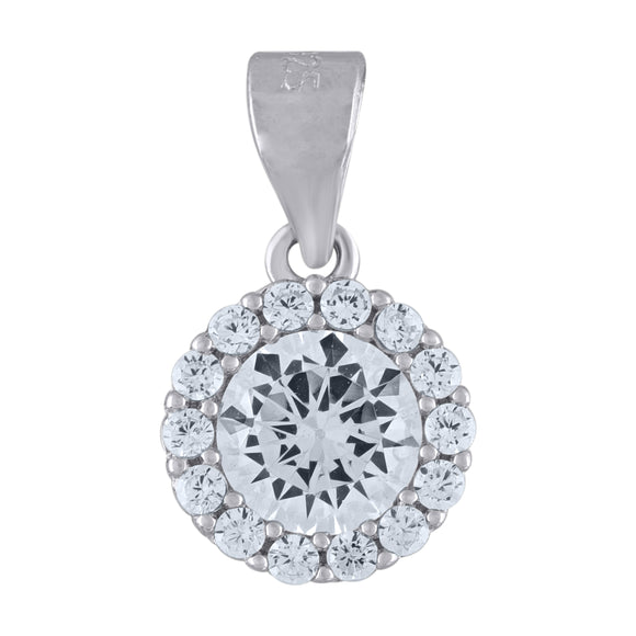925 Sterling Silver Womens Cubic Zirconia Fashion Round Charm Pendant