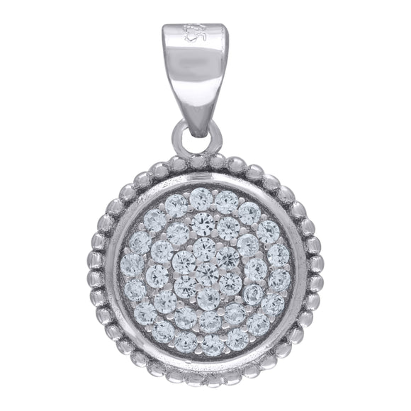 925 Sterling Silver Womens Cubic Zirconia Fashion Round Charm Pendant