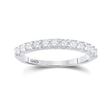 14kt White Gold Womens Round Diamond Single Row Band Ring 1/2 Cttw