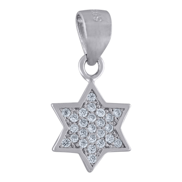 925 Sterling Silver Unisex Cubic Zirconia Star Charm Pendant