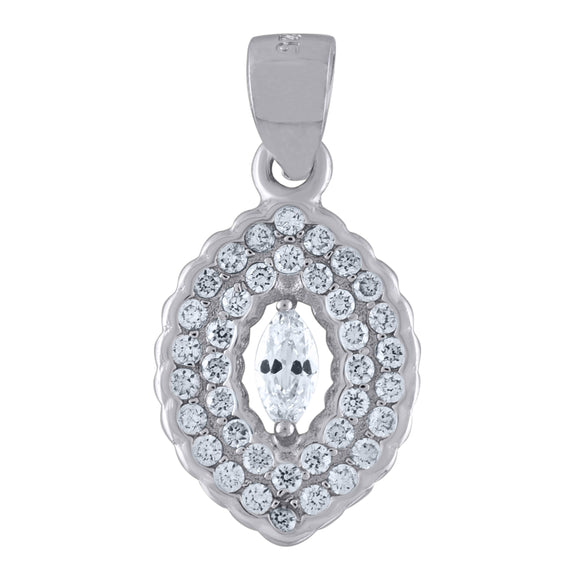 925 Sterling Silver Womens Cubic Zirconia Fashion Marquise Charm Pendant