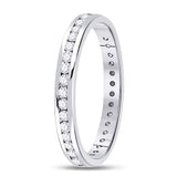 14kt White Gold Womens Round Diamond Single Row Near-Eternity Wedding Band 1/2 Cttw