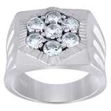 925 Sterling Silver Mens Cubic Zirconia Square Head Fashion Ring Size 9