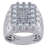 925 Sterling Silver Mens Cubic Zirconia Rectangle Head Fashion Ring Size 9