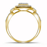 10kt Yellow Gold Diamond Square 3-Piece Bridal Wedding Ring Band Set 1/3 Cttw