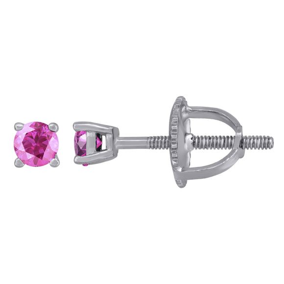 925 Sterling Silver Womens Pink Cubic Zirconia 3mm Round Classic Studs Earrings