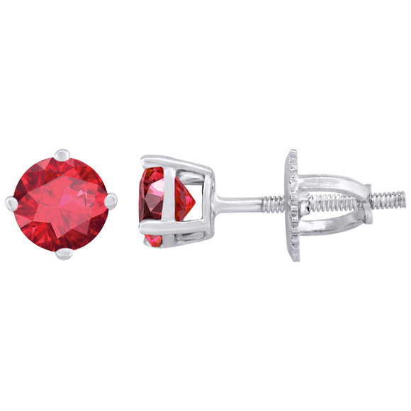 925 Sterling Silver Womens Red Cubic Zirconia 5mm Round Classic Studs Earrings