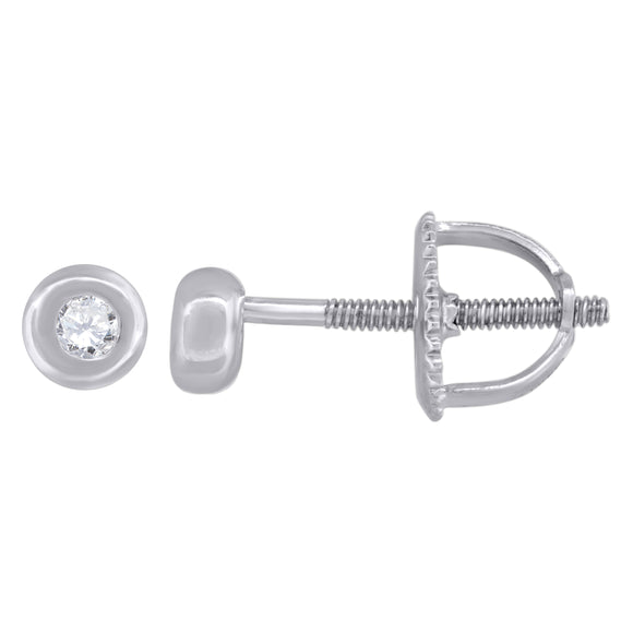 925 Sterling Silver Womens Cubic Zirconia Round Bezel Setting Studs Earrings
