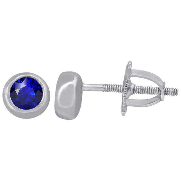 925 Sterling Silver Womens Purple Cubic Zirconia Round Bezel Setting Studs Earrings