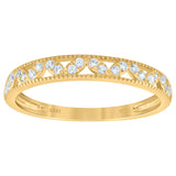 925 Sterling Silver Yellow-Tone Womens Cubic Zirconia Semi Eternity Stackable Wedding Band Ring Size 7