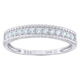 925 Sterling Silver Womens Cubic Zirconia Semi Eternity Stackable Wedding Band Ring Size 8