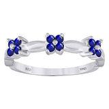 925 Sterling Silver Womens Royal Blue Cubic-Zirconia Flower Ring Size 7