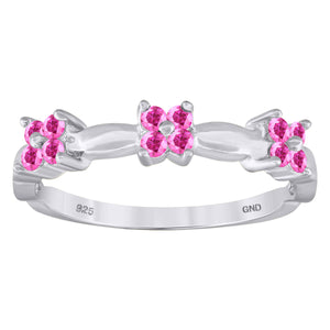 925 Sterling Silver Womens Pink Cubic-Zirconia Flower Ring Size 6