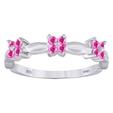 925 Sterling Silver Womens Pink Cubic-Zirconia Flower Ring Size 7