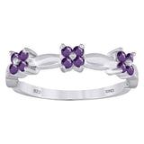 925 Sterling Silver Womens Purple Cubic-Zirconia Flower Ring Size 8