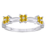 925 Sterling Silver Womens Yellow Cubic-Zirconia Flower Ring Size 7