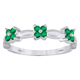 925 Sterling Silver Womens Green Cubic-Zirconia Flower Ring Size 7