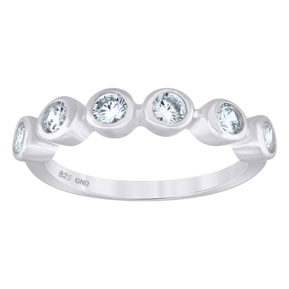 925 Sterling Silver Womens Cubic-Zirconia Ring Size 6