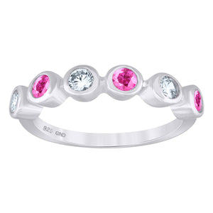 925 Sterling Silver Womens White Pink Cubic-Zirconia Ring Size 6