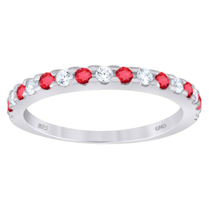 925 Sterling Silver Womens White Red Cubic-Zirconia Ring Size 7