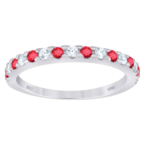 925 Sterling Silver Womens White Red Cubic-Zirconia Ring Size 7