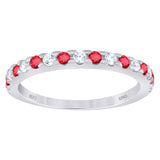 925 Sterling Silver Womens White Red Cubic-Zirconia Ring Size 7